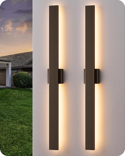 EDISHINE 2 Pack Modern LED Outdoor Wall Lights, 39.3" Linear Bronze Sconce by EDISHINE
