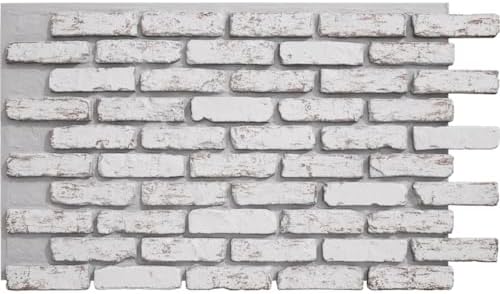 EverStone Aged Brick Faux Brick Panel, 46 7/8"W x 27"H x 1 1/4"D, Rustic White by EkenaMillwork