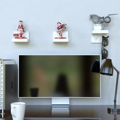 RICHER HOUSE 3-Set Small Floating Wall Shelf, No Drill Bathroom Shelf White - Image 5