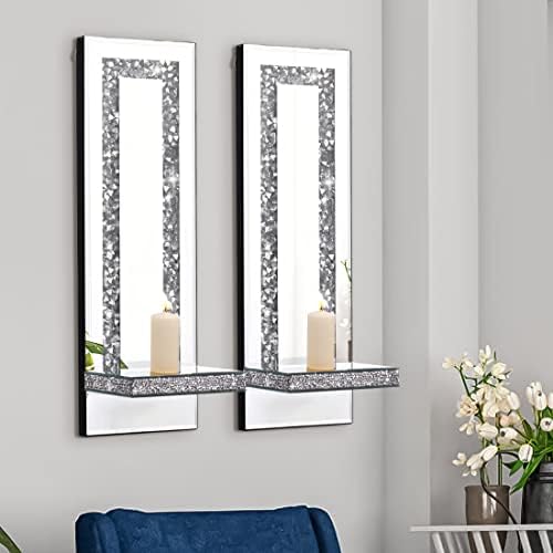 Mirrored Wall Candle Sconces Holder Set of 2, Wall Decor Living Room - Image 5