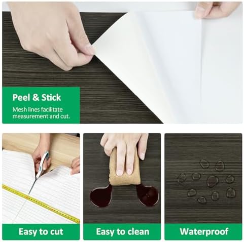 Black/Grey Wood Grain Contact Paper Counter Top Peel and Stick Waterproof - Image 6