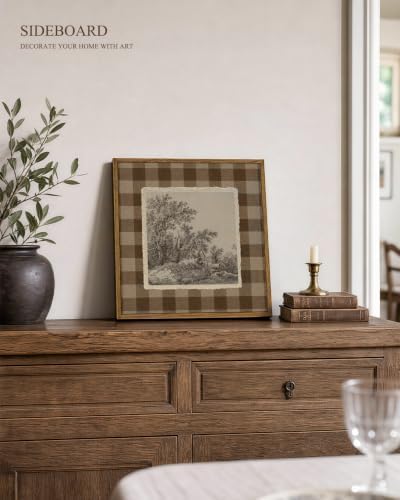 VIYYIEA Vintage Square Framed Wall Art, Rustic Forest Sketch Trees Prints - Image 3
