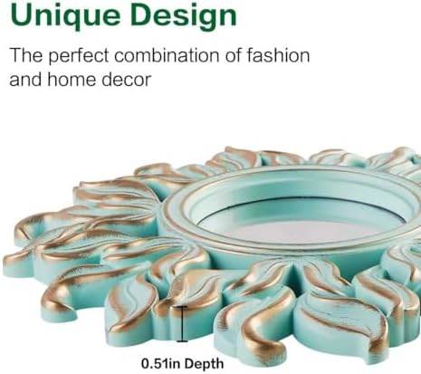 Decorative Wall Mirror, Round Green Mirror, 10 x 10in - Image 4