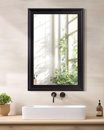 Black Wall Mirror for Bathroom, Rectangle Rustic 24 x 36 inch Vanity Mirrors - Image 2