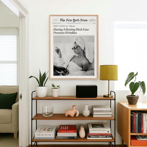 Funky Girl Preppy Aesthetic Posters Black And White Newspaper Wall Art 8x12in - Image 3