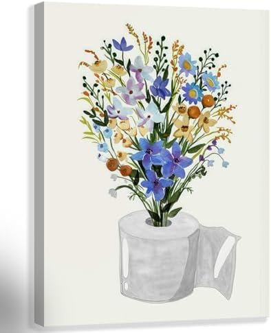 Framed Canvas Prints Funny toilet paper Botanical Wildflowers Plant Wall Art by Unknown