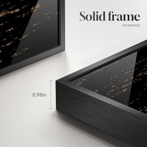 Framed Vertical Black White Gold Moon Landscape Wall Art Decor, 2 Pieces - Image 6