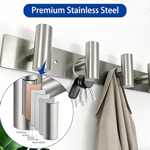 Brushed Nickel Coat Rack Wall Mount - Image 4