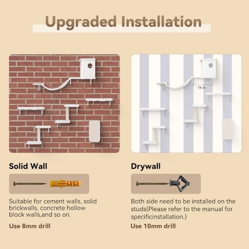 Meecal 6‑in‑1 Cat Wall Shelves, Wall Mounted Cat Furniture Set, Cat Shelves - Image 6