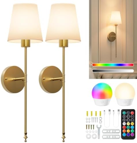 Brightown Battery Operated Wall Sconces Set of Two by Brightown