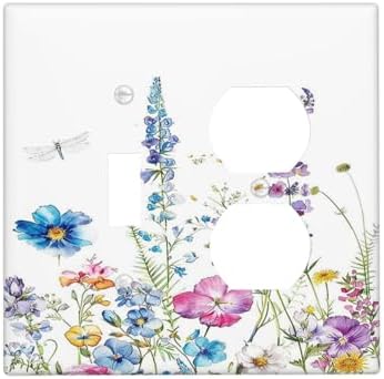 Wallplates Boho Colorful Flowers Plants And Dragonflies 1 Toggle 1 Duplex by Lightswitchcovers