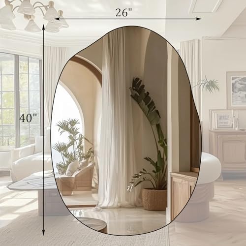 HARRITPURE 26"x40" Irregular Wall Mirror, Bathroom Mirror - Image 5