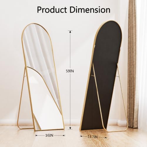 Simple Deluxe 59"x16" Arched Full Length Mirror–Gold Aluminum Alloy Floor Mirror - Image 3