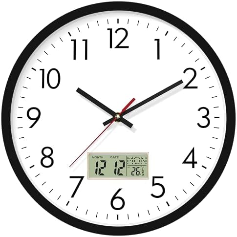 Lumuasky Wall Clock Digital 12" Non-Ticking Silent Battery Operated Analog by LumuaskyDirect