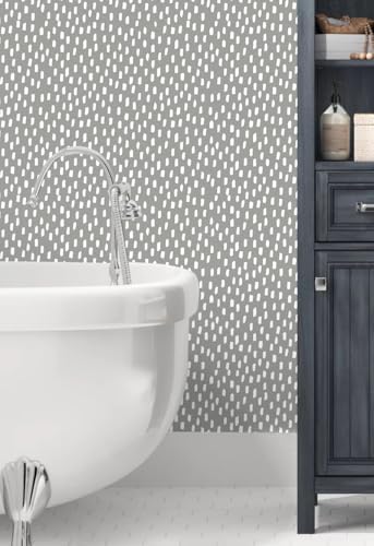 HAOKHOME Grey Peel and Stick Wallpaper Modern Geometric 17.3in x 32.8ft - Image 3