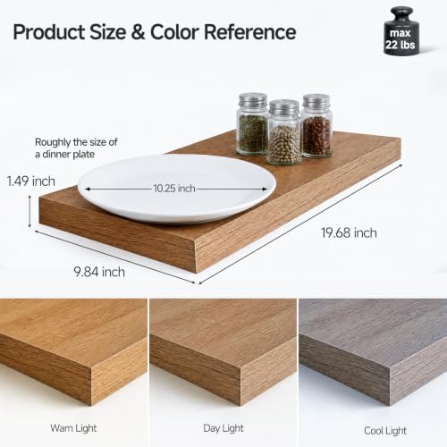 20in Oak Floating Shelves for Wall, Decor Storage - Image 3