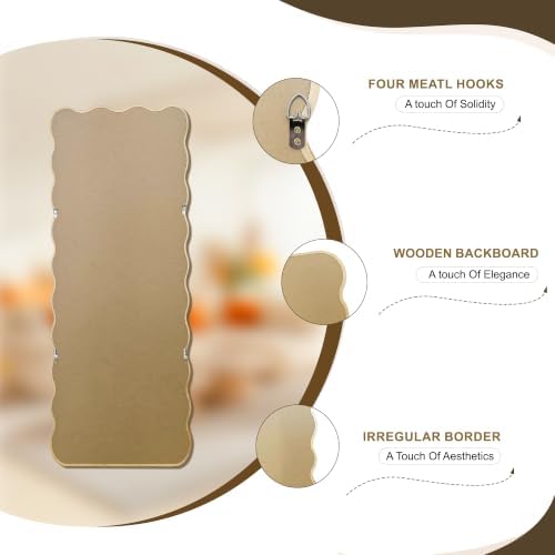 Full Length Mirror, 55”x20” Wavy Wood Floor Mirror - Image 4