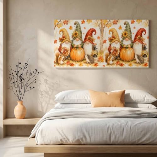 Thanksgiving Gnomes Large Wall Art Fall Pumpkin Squirrel Maple Leaf Countryside - Image 6