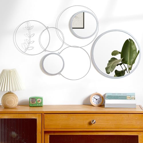 Hicarer 4 Pcs Wall Mirror Decoration Round Decorative Mirrors 41.34'' x 17.72'' - Image 4