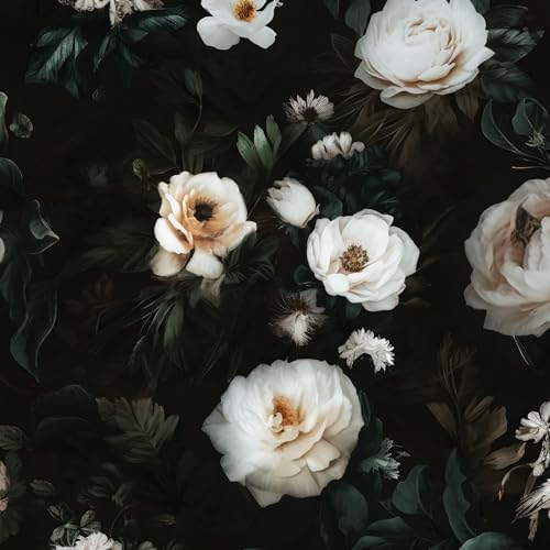 White Vintage Floral Peel and Stick Wallpaper 17.5" x 118" by XRUIBZI