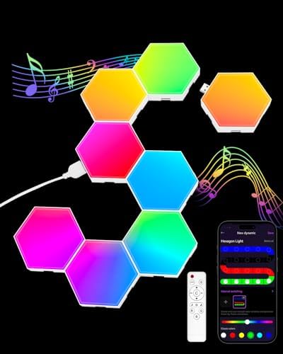 Hexagon LED Light Panels 8 Pack – RGB Wall Decor Lights by JIMIMORO