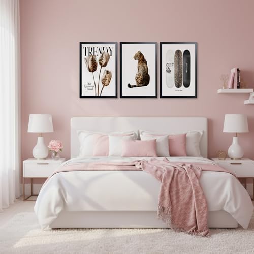 Trendy Leopard Print Wall Art Preppy Aesthetic Stylish Canvas Wall Decor - Image 5