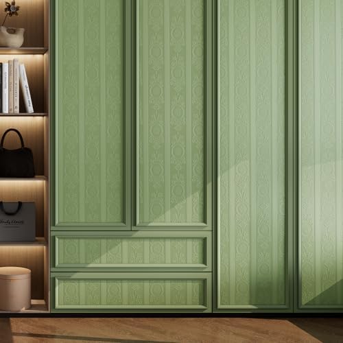 JiffDiff Green 3D Embossed Textured Peel Stick Wallpaper 17.3"x120" - Image 6