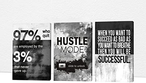 Office Wall Art-3 Panel Motivational Wall Art, Inspirational Quotes Canvas Art by GUTTATYART