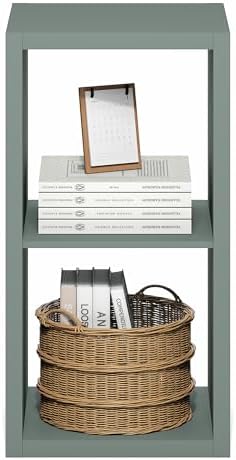 Furinno Cubicle 2-Cube Book Shelf, Extra Thick Frame Bookshelf, Sage Green - Image 7