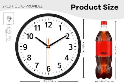 12" Modern Silent Battery Wall Clock, Decorative Wall Clocks Indoor - Image 3