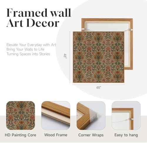 Extra Large Framed Vintage Retro Botanical Wall Art - Image 5