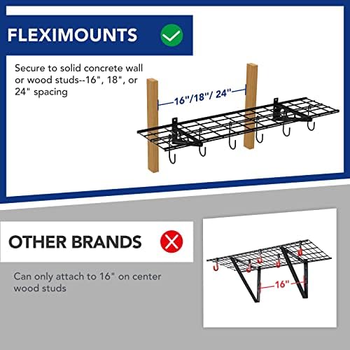 FLEXIMOUNTS 1-Pack 1x4 ft Garage Wall Shelving, Include 6 Bike Hooks - Image 3