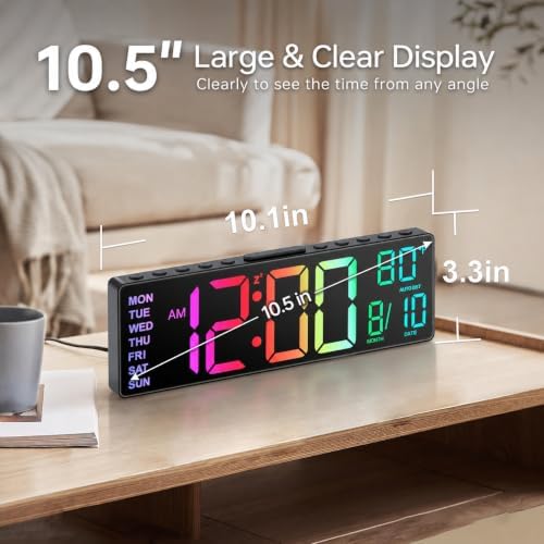 JALL 10.5'' Large Digital Alarm Clock - Image 3