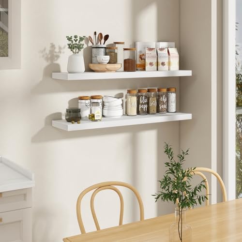 Fun Memories 48 Inch Floating Shelves in White, 9.3 Inch Deep Wall Shelves - Image 2