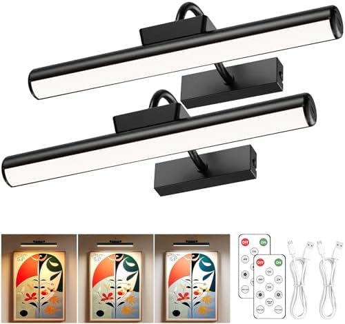 13" Wireless Picture Lights for Wall, Rechargeable Art Light by Skairipa