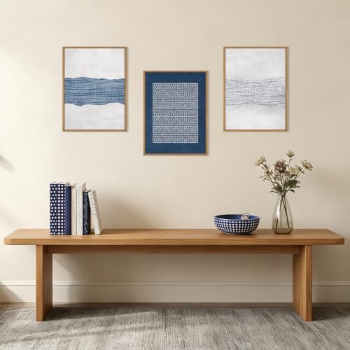 Aryroi Navy Blue and White Abstract Framed Canvas Wall Art Set- 12"x16"x3 - Image 4