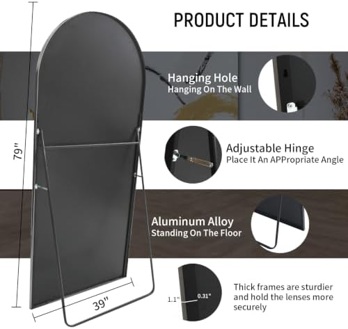 Beauty4U 79" x 39" Arched Full Length Mirror - Image 2