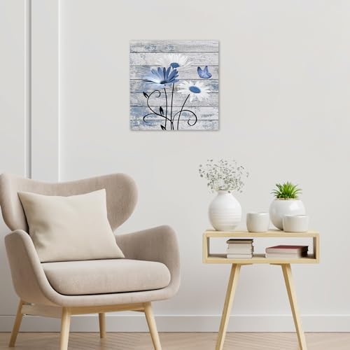 HVEST Farmhouse Blue Floral Wall Art - Image 4