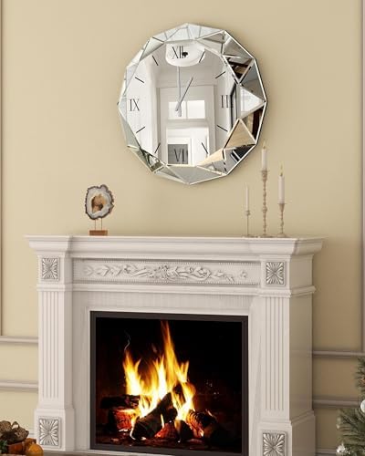 SHYFOY Decorative Wall Clock, 24inch Mirrored Large Clock - Image 2