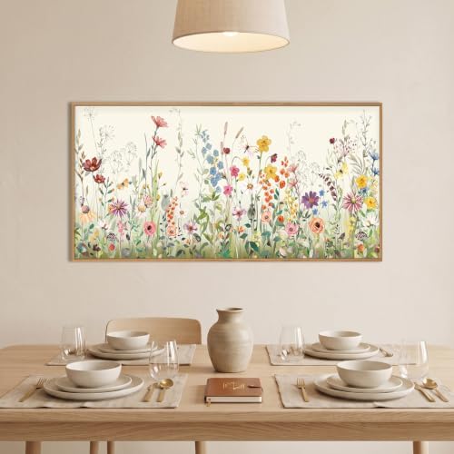 Aryroi Watercolor Colorful Wildflower Framed Canvas Wall Art Set- 40"x20"x1 - Image 3