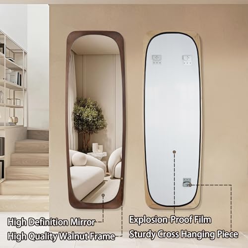 Niccy Rect Full Length Mirror, Wall-Mounted Wood Mirror - Image 2