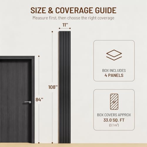 Amsleekey 4-Pack 108″x11″ Acoustic Wood Slat Wall Panels, 8 Hooks - Image 2