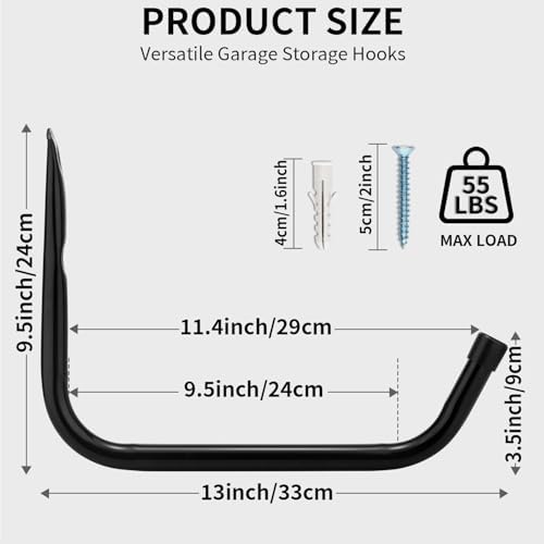 Heavy Duty Garage Storage Hooks, Wall Mounted Utility Hanging Rack - Image 2