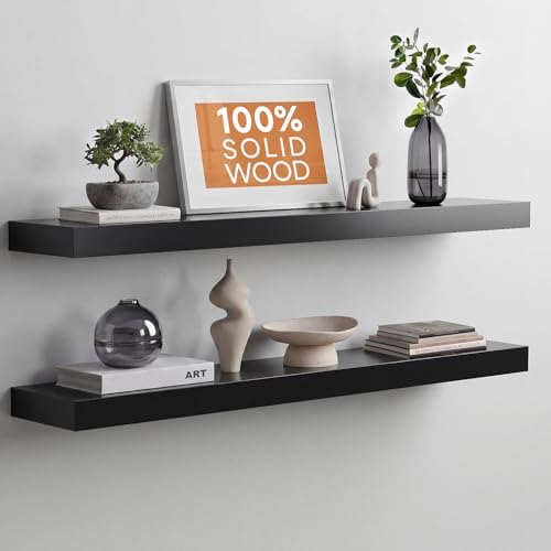 Homeforia 36 Inch Floating Shelves, High-End Solid Pine Wood by Homeforia