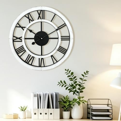 16 Inch Rustic Wall Clock Silent Non-Ticking Wooden Wall Clocks by BlueprintIvy