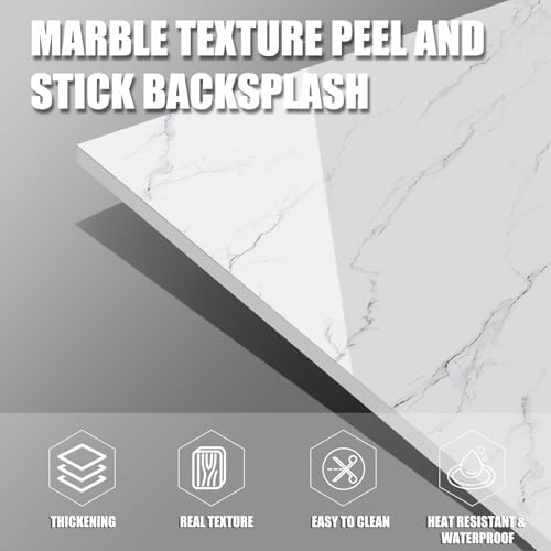 Marble Peel and Stick Backsplash 23.6 x11.8 in - Image 5