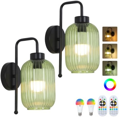 Black Wireless Sconces Set of 2 by LAMSU