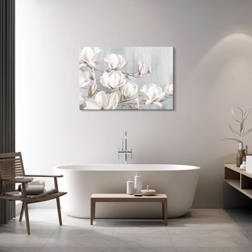 SEVEN WALL ARTS White Magnolia Canvas Wall Art Flowers Pictures Blossom Floral - Image 4