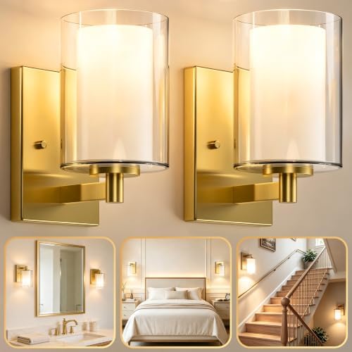 Kalium Wall Sconces Set of Two, Modern Gold Vanity Wall Lights by Kalium