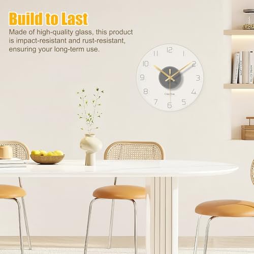 Creative Modern Round Wall Clock, Round Tempered Glass Clear Wall Clock - Image 3